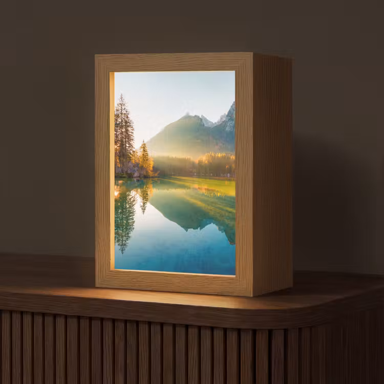 Meer - Bos - Bergen - Natuur - Zon - Landschap Light Box met kabel (Tafellamp) klein -z3d_website