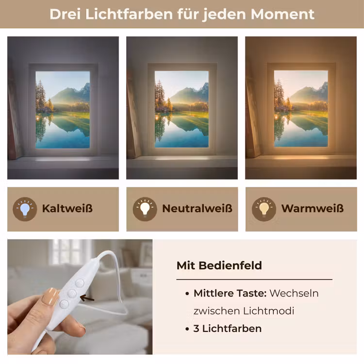 Meer - Bos - Bergen - Natuur - Zon - Landschap Light Box met kabel (Tafellamp) klein -USP_lichtkleurDE