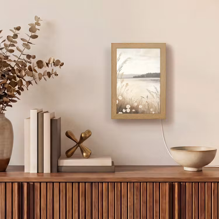 Meer - Water - Natuur - Beige Light Box met kabel (Tafellamp) klein -sfeer2