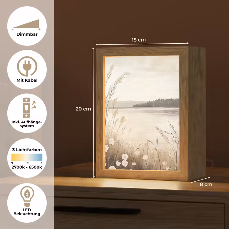 Meer - Water - Natuur - Beige Light Box met kabel (Tafellamp) klein -USP_DE