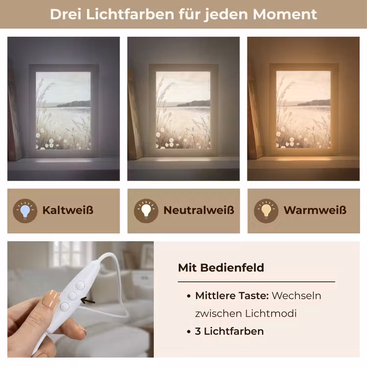 Meer - Water - Natuur - Beige Light Box met kabel (Tafellamp) klein -USP_lichtkleurDE