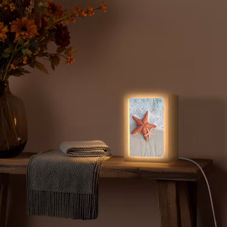 Zeester - Strand - Zee Light Box met kabel (Tafellamp) klein -sfeer4