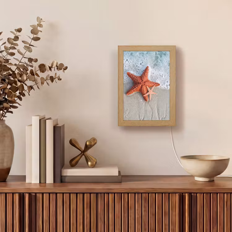 Zeester - Strand - Zee Light Box met kabel (Tafellamp) klein -sfeer2