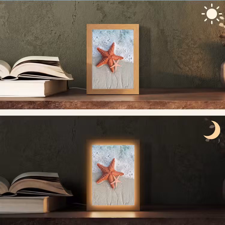 Zeester - Strand - Zee Light Box met kabel (Tafellamp) klein -sfeer3