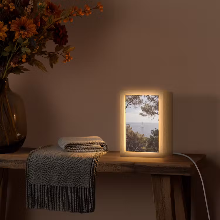 Tischlampe - Segelboot – Bäume – Wasser - Zeilboot - bomen - water Light Box met kabel (Tafellamp) klein