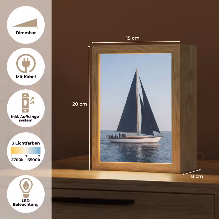 Zeilboot - Zee - Blauw Light Box met kabel (Tafellamp) klein -USP_DE