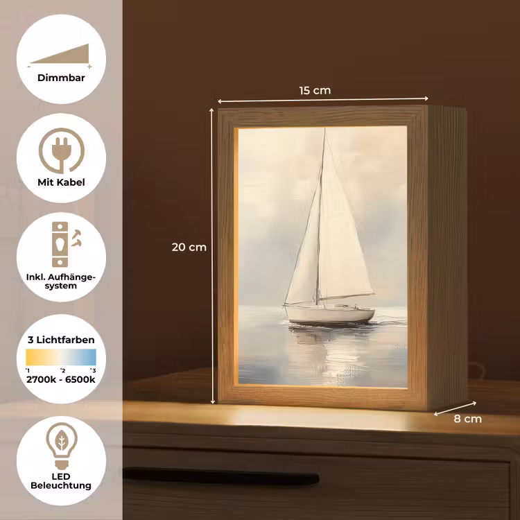 Zeilschip - Zee - Bewolkt Light Box met kabel (Tafellamp) klein -USP_DE