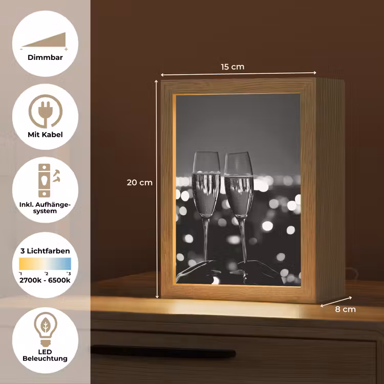Bubbels - Proosten - Champagneglazen - Stadslichten Light Box met kabel (Tafellamp) klein -USP_DE