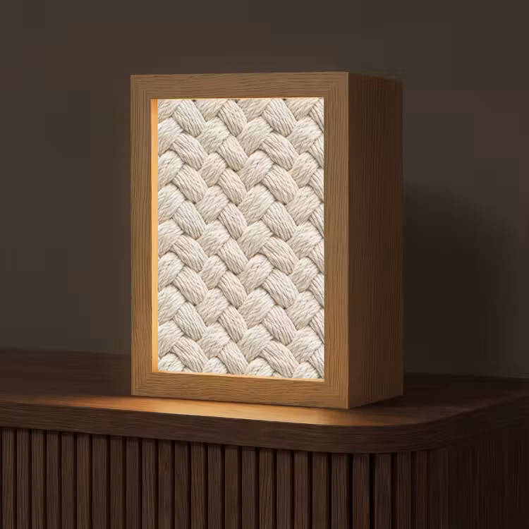 Touw - Gebreid - Beige Light Box met kabel (Tafellamp) klein 925 -z3d_website