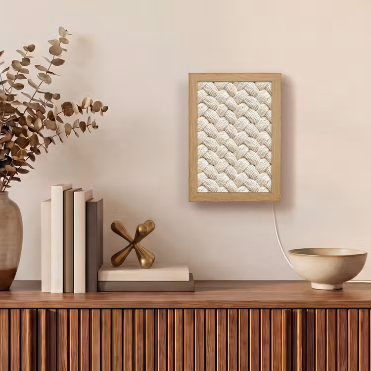 Touw - Gebreid - Beige Light Box met kabel (Tafellamp) klein 925 -sfeer2