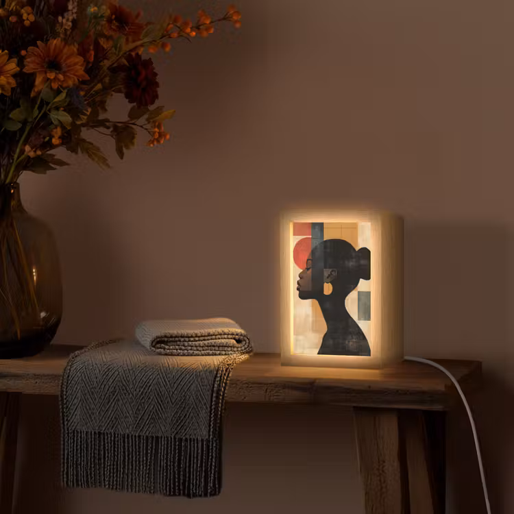 Zijaanzicht - Vrouw - Vormen Light Box met kabel (Tafellamp) klein -sfeer4