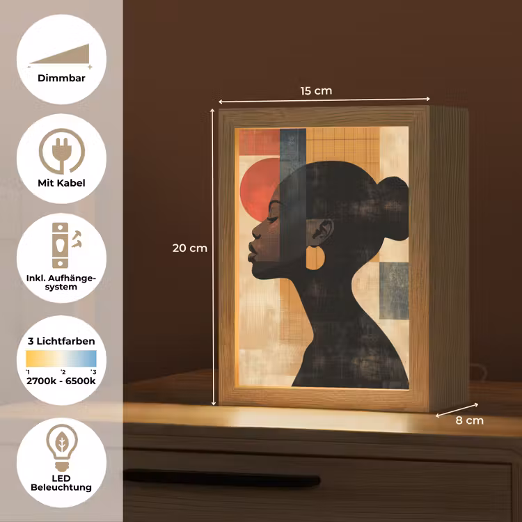 Zijaanzicht - Vrouw - Vormen Light Box met kabel (Tafellamp) klein -USP_DE