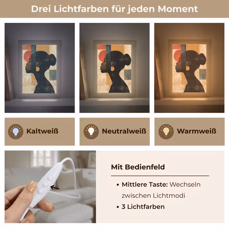 Zijaanzicht - Vrouw - Vormen Light Box met kabel (Tafellamp) klein -USP_lichtkleurDE