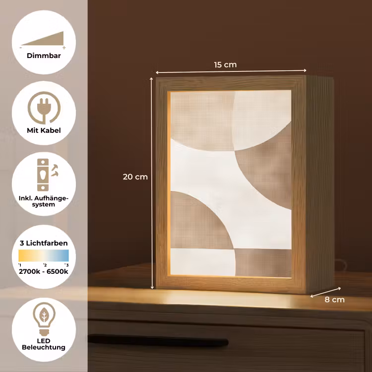 Snijdende cirkels - Overlappende vlakken Light Box met kabel (Tafellamp) klein -USP_DE
