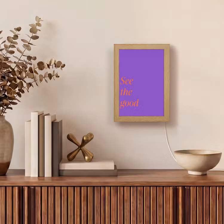 See the good - Oranje - Paars Light Box met kabel (Tafellamp) klein -sfeer2