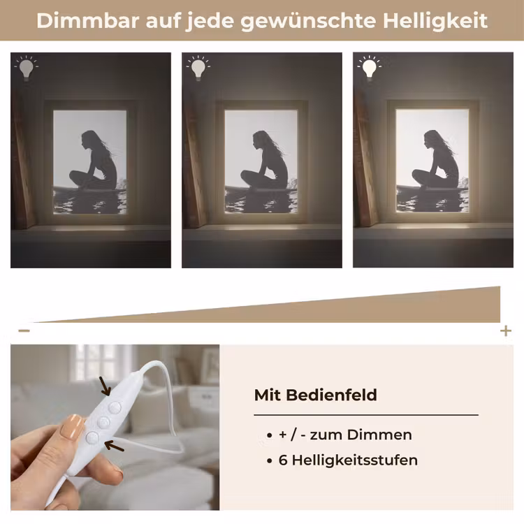 Silhouet - Vrouw - Surfplank - Water Light Box met kabel (Tafellamp) klein -USP_dimbaarDE