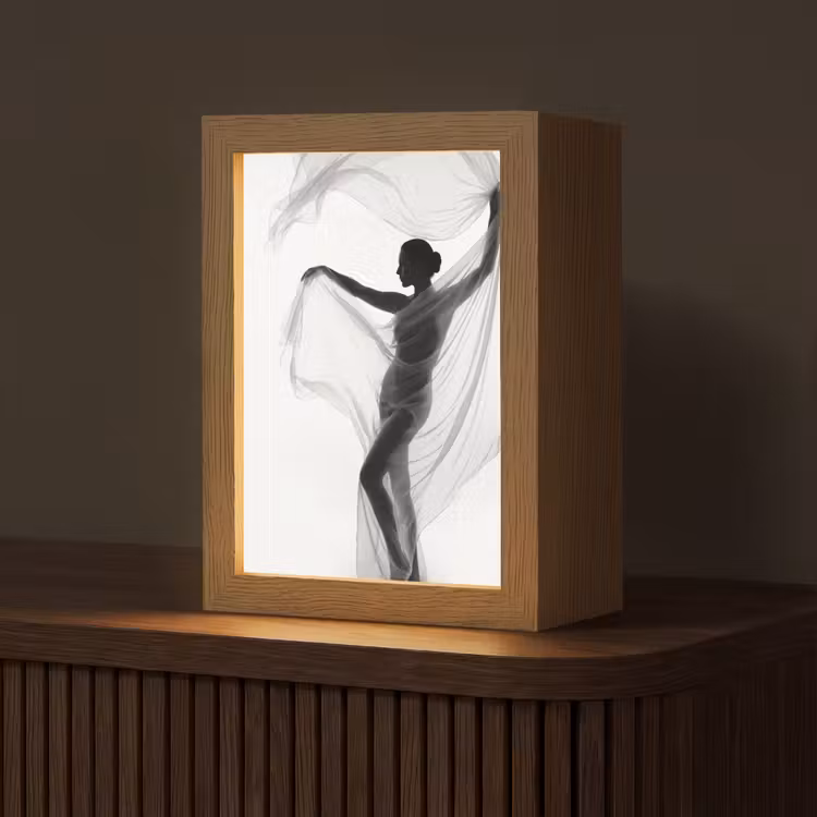 Silhouet - Sluier - Vormen - Zwart - Wit - Sensueel Light Box met kabel (Tafellamp) klein -z3d_website