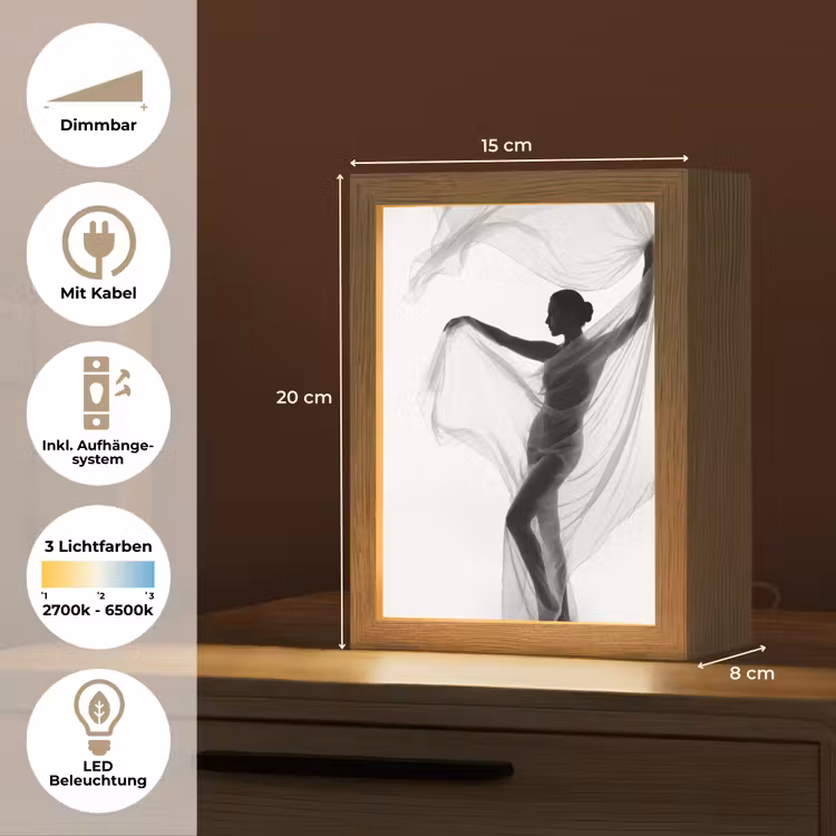 Silhouet - Sluier - Vormen - Zwart - Wit - Sensueel Light Box met kabel (Tafellamp) klein -USP_DE