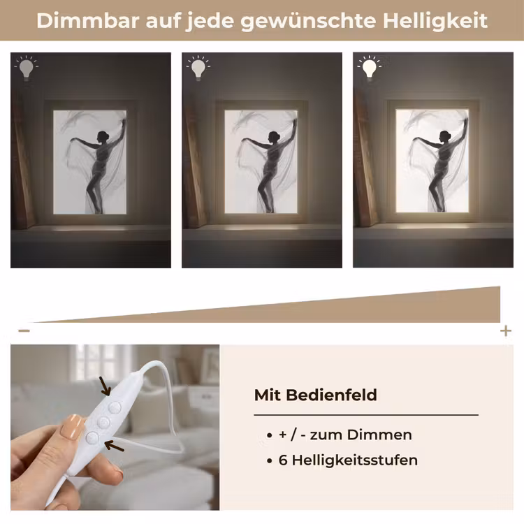 Silhouet - Sluier - Vormen - Zwart - Wit - Sensueel Light Box met kabel (Tafellamp) klein -USP_dimbaarDE