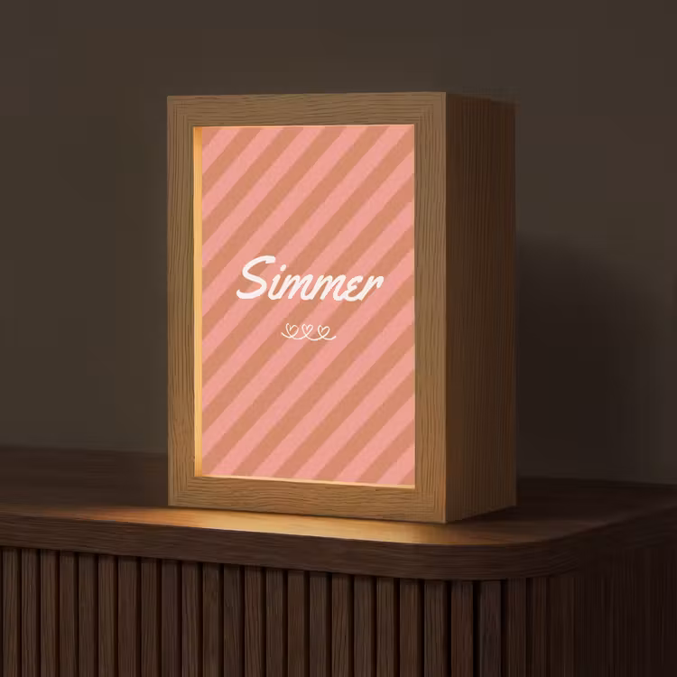 Simmer - Hartjes - Strepen - Roze Light Box met kabel (Tafellamp) klein -z3d_website