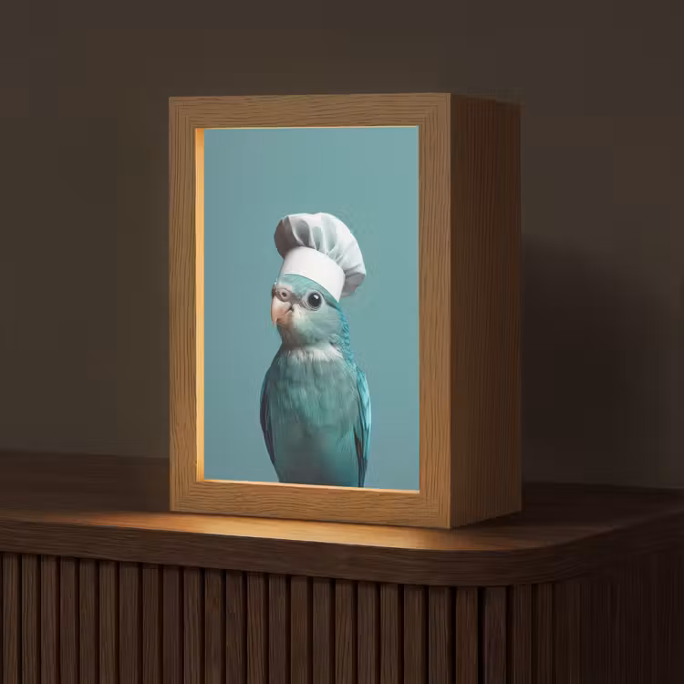 Parkiet - Vogel - Koksmuts - Cute Light Box met kabel (Tafellamp) klein -z3d_website