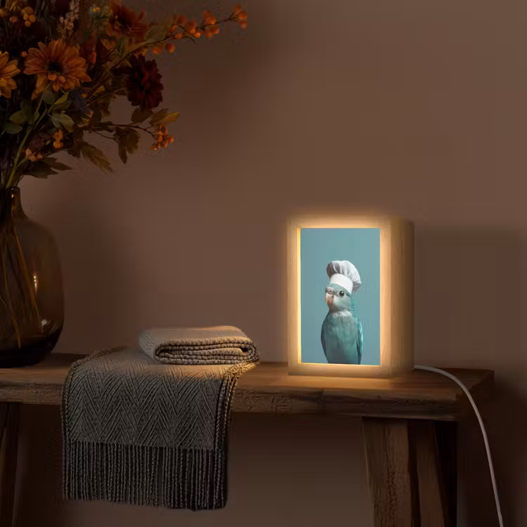 Parkiet - Vogel - Koksmuts - Cute Light Box met kabel (Tafellamp) klein -sfeer4