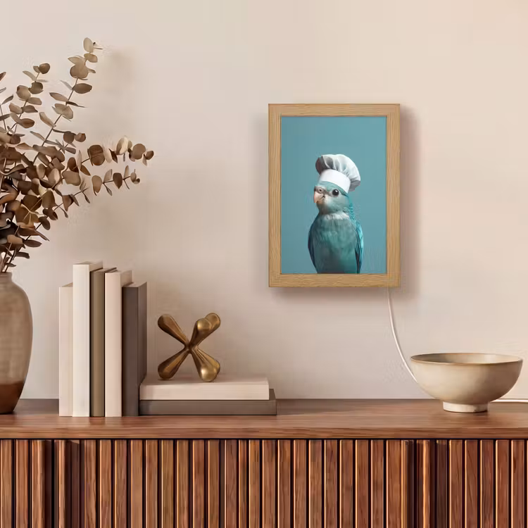 Parkiet - Vogel - Koksmuts - Cute Light Box met kabel (Tafellamp) klein -sfeer2