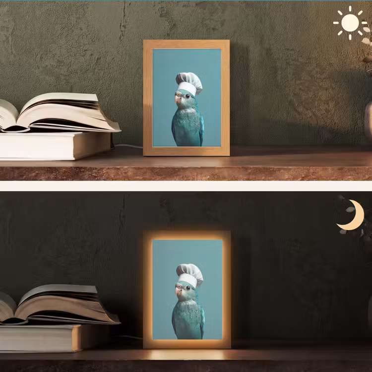 Parkiet - Vogel - Koksmuts - Cute Light Box met kabel (Tafellamp) klein -sfeer3