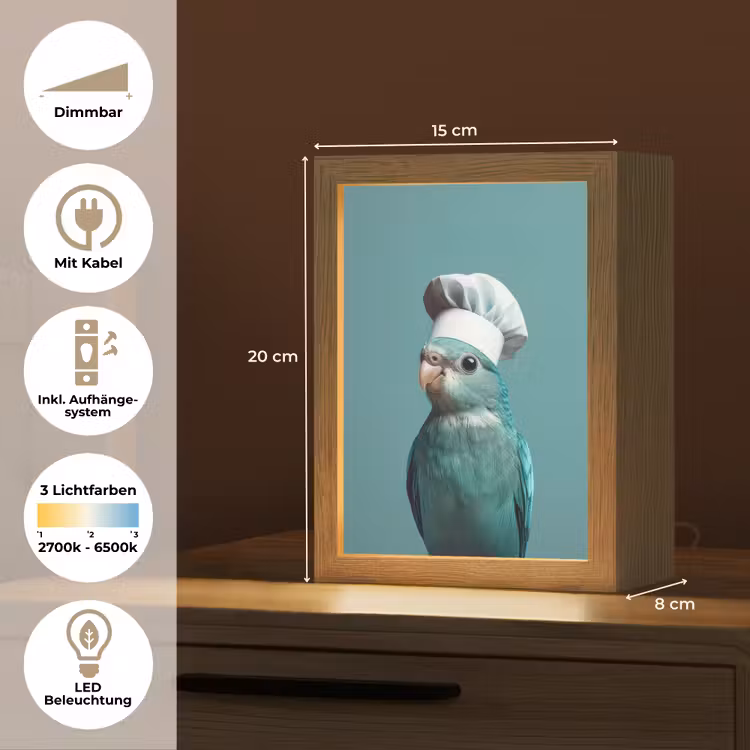Parkiet - Vogel - Koksmuts - Cute Light Box met kabel (Tafellamp) klein -USP_DE