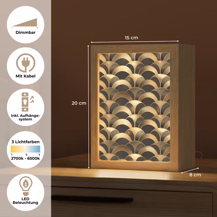 Schubben - Structuur - Goud Light Box met kabel (Tafellamp) klein 925 -USP_DE