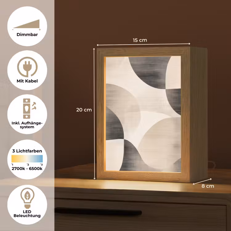 Grillige vormen - Subtiele overgangen - Dynamisch Light Box met kabel (Tafellamp) klein -USP_DE