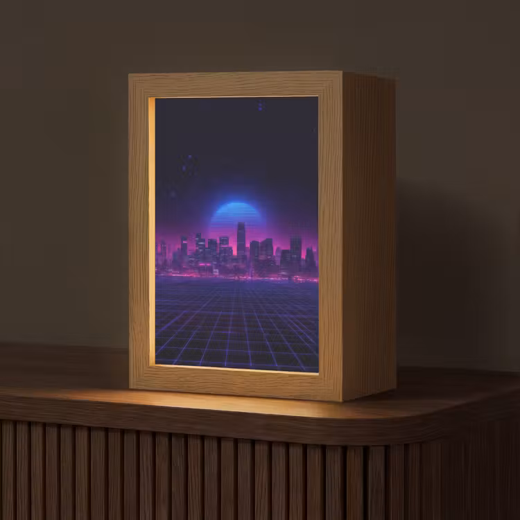Skyline - Zon - Neon - Rasterpatroon Light Box met kabel (Tafellamp) klein -z3d_website