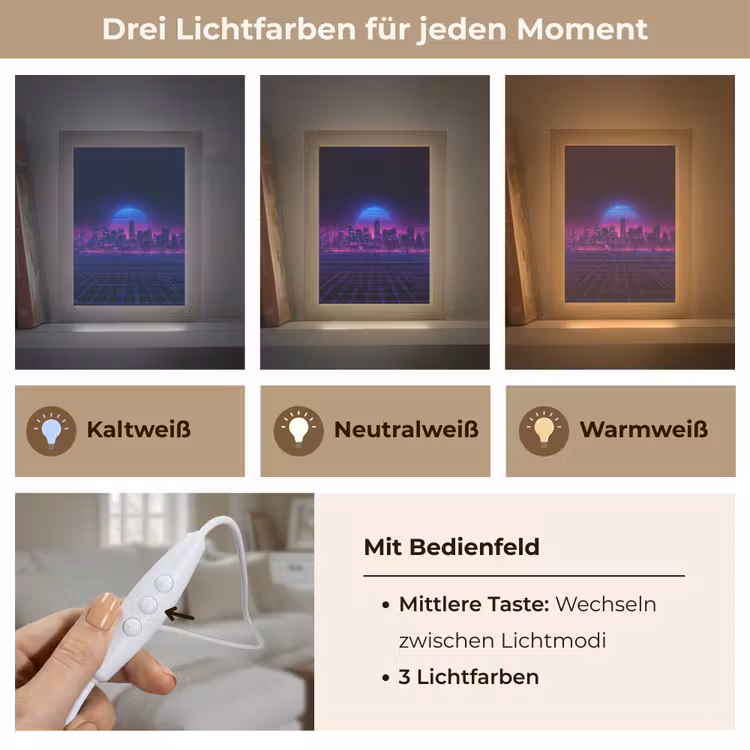 Skyline - Zon - Neon - Rasterpatroon Light Box met kabel (Tafellamp) klein -USP_lichtkleurDE