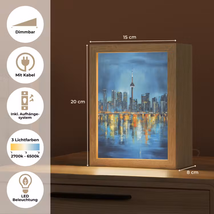 Skyline Toronto - Water - Stadslichten - Toren Light Box met kabel (Tafellamp) klein -USP_DE