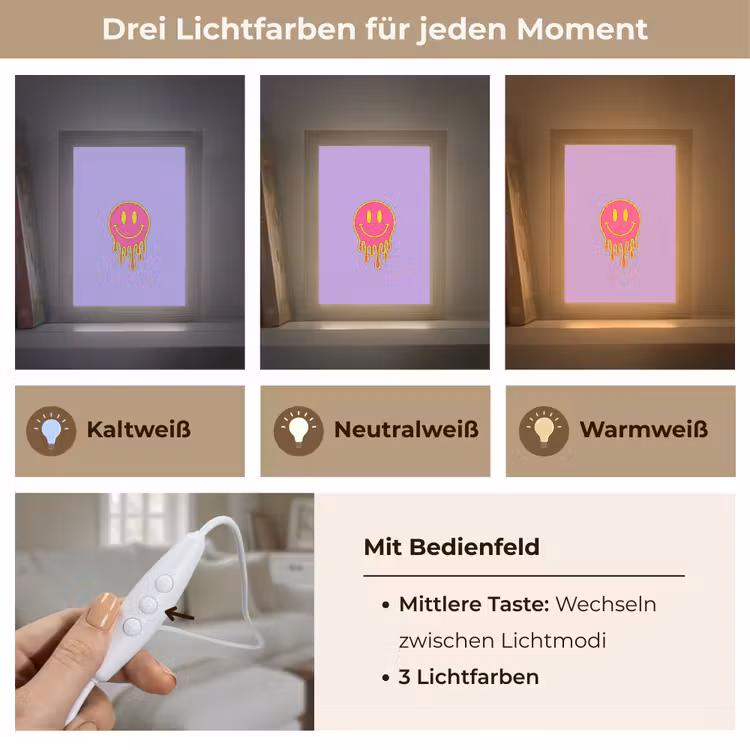Smiley - Drip - Neon Light Box met kabel (Tafellamp) klein -USP_lichtkleurDE