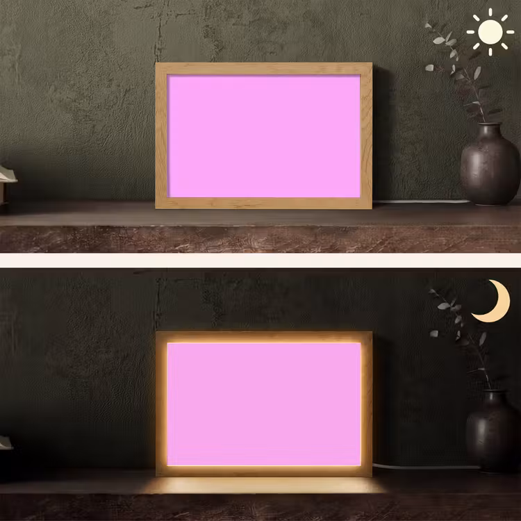 Soft - Lavender - Roze Light Box met kabel (Tafellamp) klein 924 -sfeer3