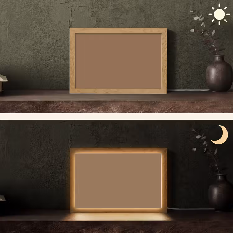 Soft - Walnut - Bruin Light Box met kabel (Tafellamp) klein 924 -sfeer3