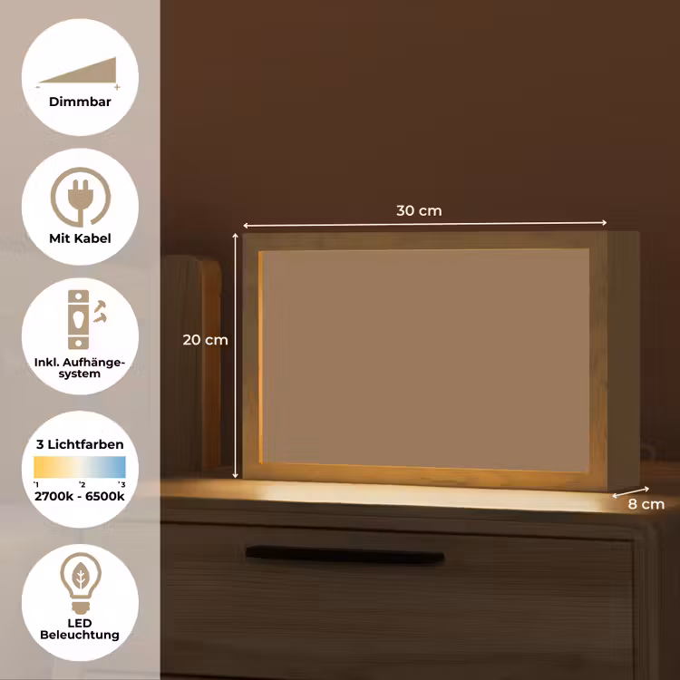 Soft - Walnut - Bruin Light Box met kabel (Tafellamp) klein 924 -USP_DE