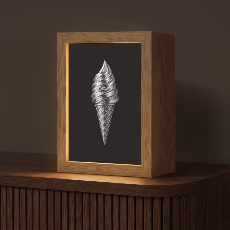 Softijs - Realistisch - Futuristisch Light Box met kabel (Tafellamp) klein -z3d_website