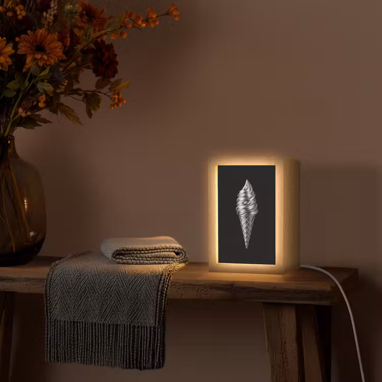 Softijs - Realistisch - Futuristisch Light Box met kabel (Tafellamp) klein -sfeer4