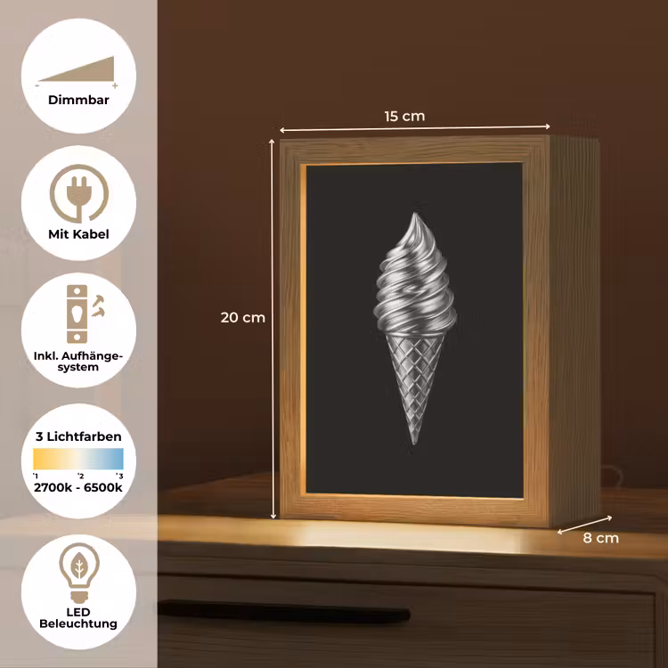 Softijs - Realistisch - Futuristisch Light Box met kabel (Tafellamp) klein -USP_DE