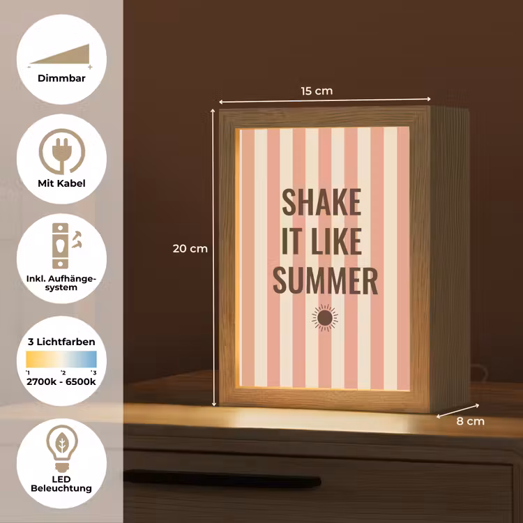 Zomer - Quote - Strepen Light Box met kabel (Tafellamp) klein -USP_DE