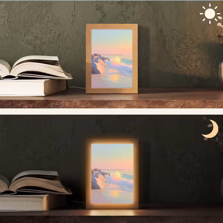 Zomerlicht - Strand - Fonkelende accenten Light Box met kabel (Tafellamp) klein -sfeer3