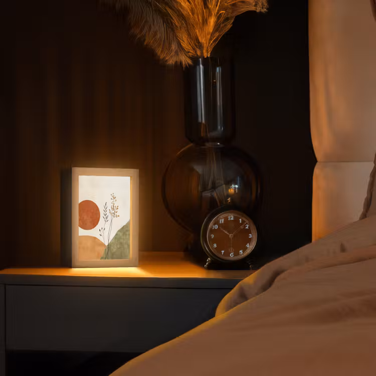 Zon - Abstract - Takken - Oranje Light Box met kabel (Tafellamp) klein -sfeer1