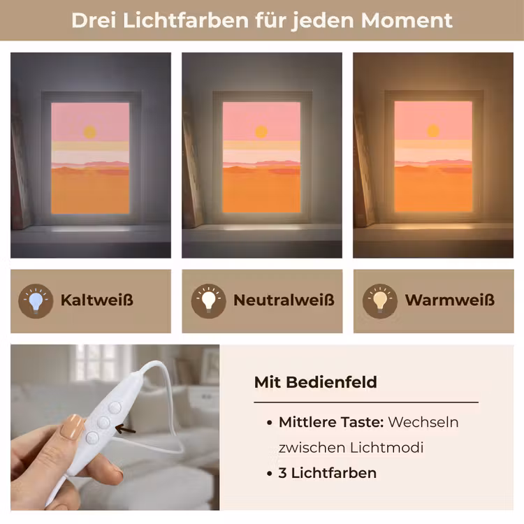 Zon - Abstract - Landschap - Oranje Light Box met kabel (Tafellamp) klein -USP_lichtkleurDE