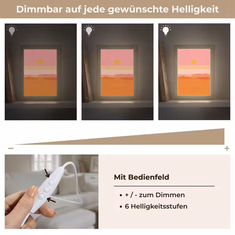 Zon - Abstract - Landschap - Oranje Light Box met kabel (Tafellamp) klein -USP_dimbaarDE