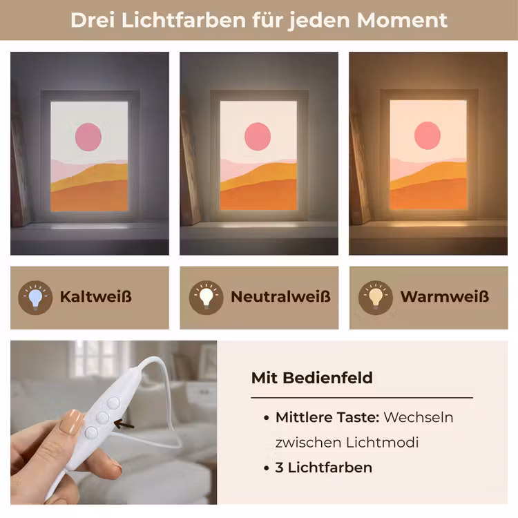 Zon - Heuvels - Abstract - Roze Light Box met kabel (Tafellamp) klein -USP_lichtkleurDE