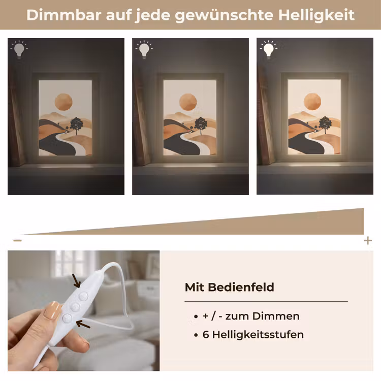 Zon - Heuvels - Boom - Abstract Light Box met kabel (Tafellamp) klein -USP_dimbaarDE