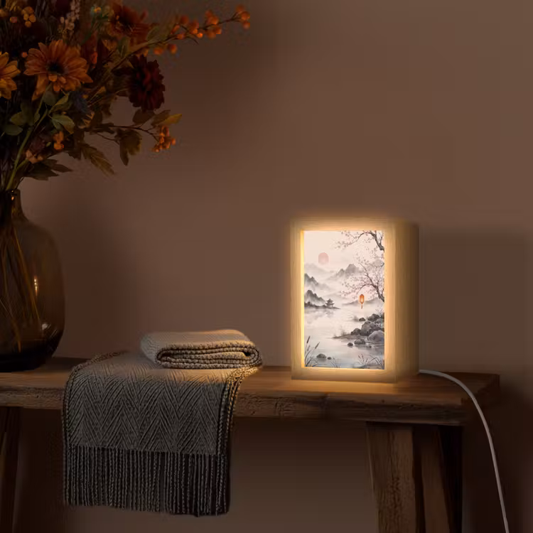 Zon - Japans - Traditioneel Light Box met kabel (Tafellamp) klein -sfeer4