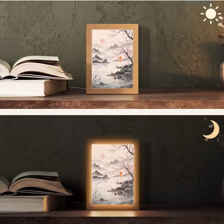 Zon - Japans - Traditioneel Light Box met kabel (Tafellamp) klein -sfeer3